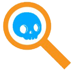 Magnifying glass with skull